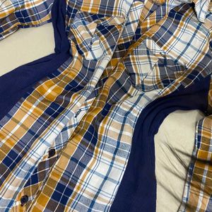 Y2k Stretch Plaid Button-Up Shirt