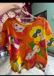ZARA Vibrant Artistic Face Print T-Shirt