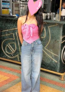 Cute Pink Bow Bandeau Top