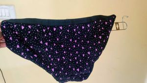 Black Briefs with Pink Hearts &amp; Lace Trim