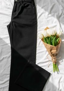 Wide Leg Black Denim Jeans