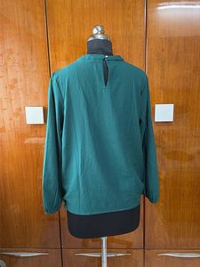 Elegant Teal Embellished Neck Top