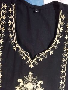 Elegant Black Kurta Set with Gold Embroidery