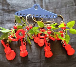 Cute Red Violin Heart Keychain pack of 5