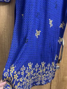 Blue Kurta set Yellow Floral details(woollen) 3 pi