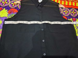 Chic Sleeveless Black Sheer Blouse