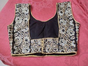 Black Colour Golden Thread Work