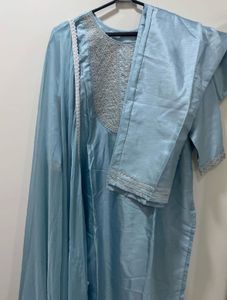 Elegant Blue Silk Kurti Set
