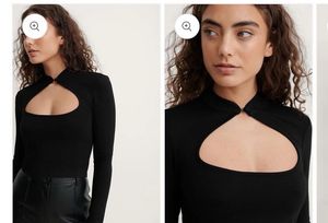 Chic Black Cut-Out Long Sleeve Top