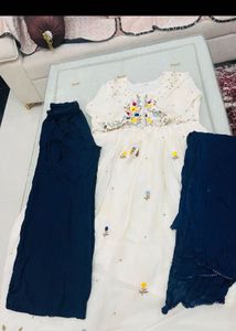 Embroidered Kurta Set with Palazzo Pants