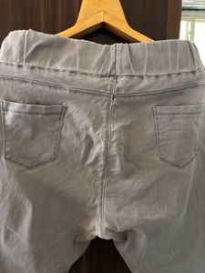 Light Grey Elastic Waist Jeans