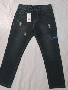 Distressed Black Denim Jeans