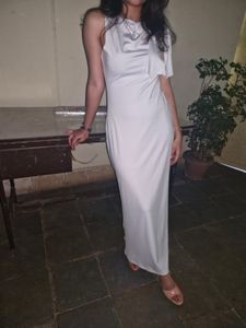 Elegant Cream One-Shoulder Maxi Dress