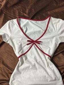 Cute White Top with Red Trim