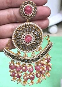 Stunning Pink Beaded Statement Earrings