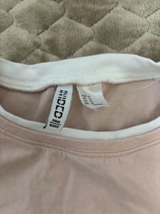 H&amp;M Pink Layered Crew Neck T-Shirt