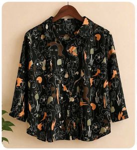 New Trendy Printed Shirt – Black | Size S/M