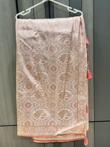 Royal Silk Baby Pink Saree with Tassels