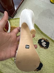 White Pearl Embellished Heels