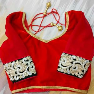 Elegant Red Embroidered Blouse