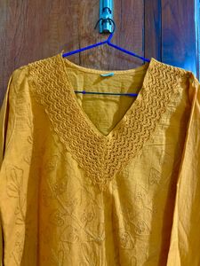Beautiful Orange Embroidered Kurta