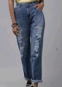 Roadster Boyfriend Fit High Rise Distressed Jeans