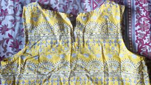 Yellow Block Print Sleeveless Top
