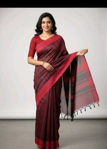 BrandNew GunturHandloom Saree with Striped Pallu