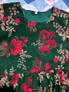 Green Floral Print Kurta Set
