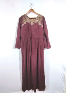 Coffee Brown front slit kurti dress(Women's)