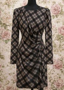 Plaid Flattering Long Sleeve Dress