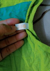 Lime Green Kurta with Blue Stripe