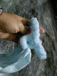 Light Blue Fuzzy Bow Slides