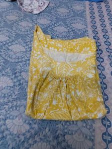 Yellow Floral Print Tunic Top