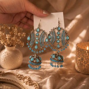 Anwar Blue Jhumka Earrings xo
