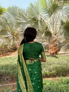 Elegant Green Saree with Gold Border