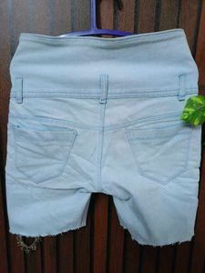 Light Blue High-Waisted Denim Shorts