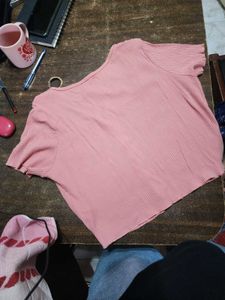 Sale!! Women's Pink Ribbed Button-Up Crop Top