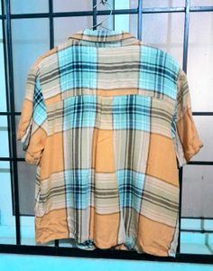 Tied Plaid Button-Down Top