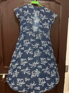 Denim Floral Print Dress mini