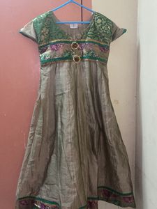Green With Copper Anarkali Suit