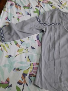 Grey Embroidered Top