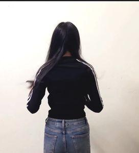 Black Track Jacket with White Stripes