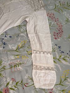 Stylish White Lace Detail Top