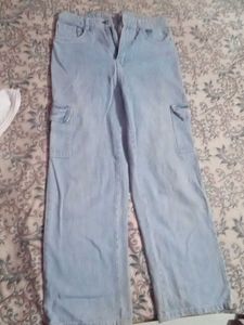 Cargo Wide Leg Jeans &amp; White T-Shirt Set