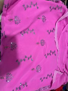 Elegant Pink Embroidered Saree