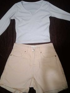 Basic White Long Sleeve Top and Short pant