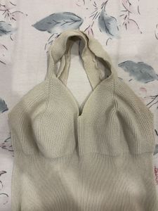 Cream Knit Halter Neck Top