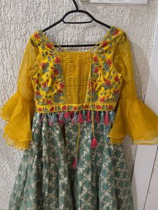 Yellow &amp; Green Lehenga Choli Set