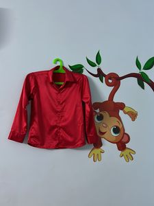 Party Wear Satin Marron Shirt For Boys